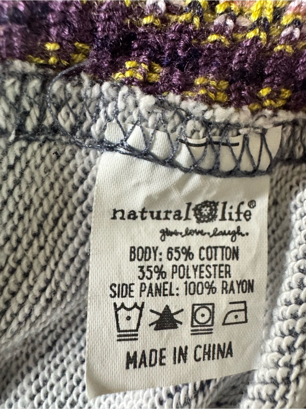 Natural Life Knit Trim Oversized Cotton Sweatshirt Boho Earthy Ecocore Large S/M - Picture 8 of 8